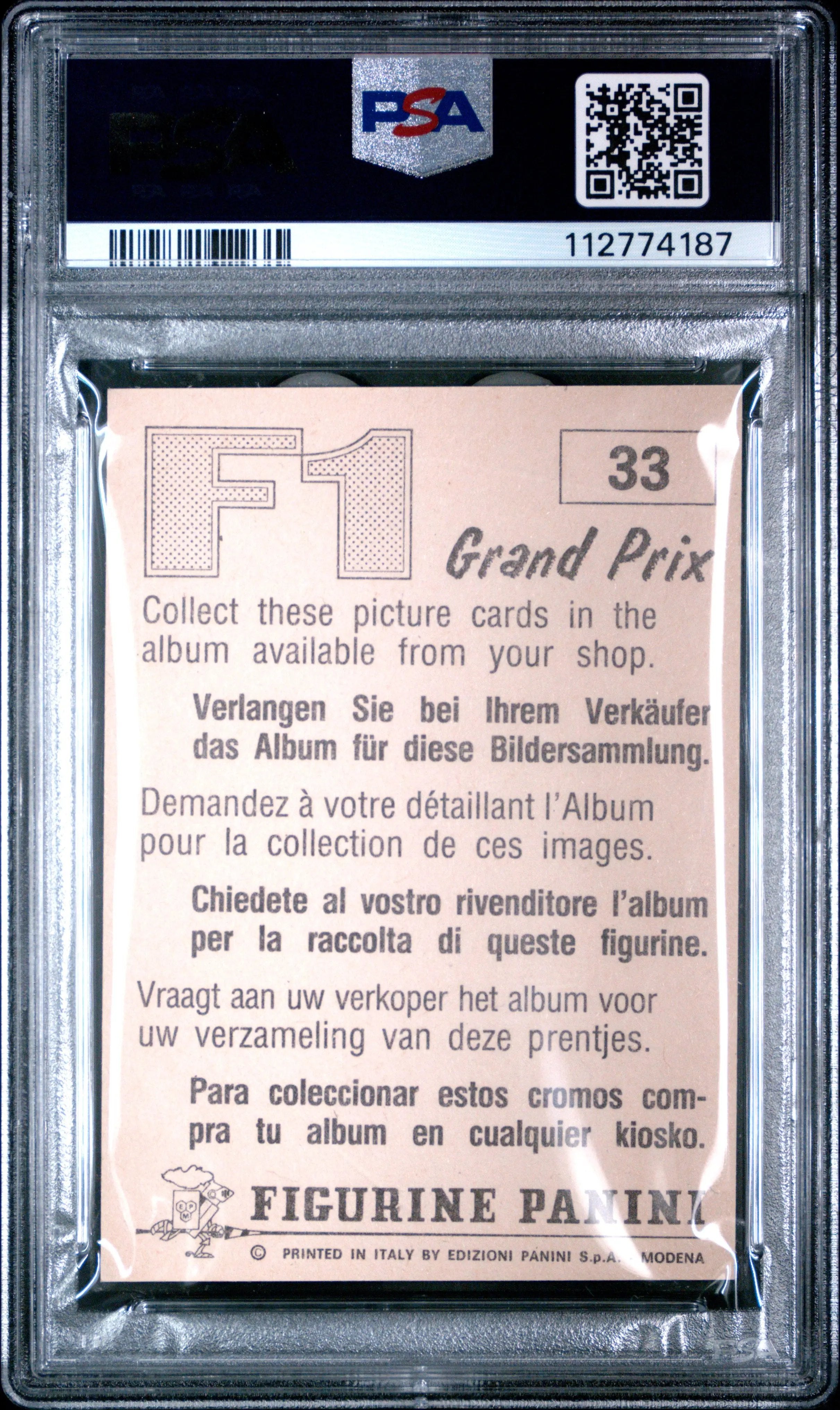 1980 Panini F1 Grand Prix Ferrari Logo #33 PSA 9 