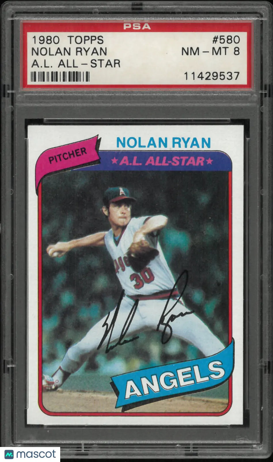 1980 Topps Baseball Nolan Ryan #580 PSA 8 