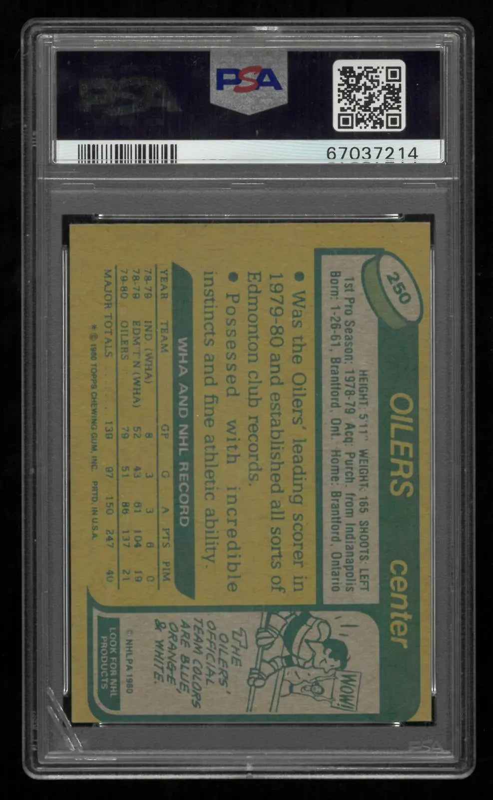 1980 Topps Hockey Wayne Gretzky PSA 5 