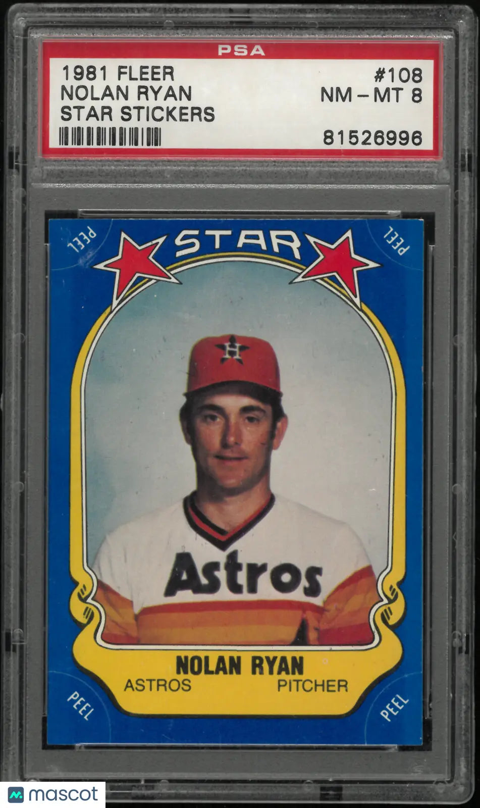 1981 Fleer Star Stickers Nolan Ryan PSA 8 