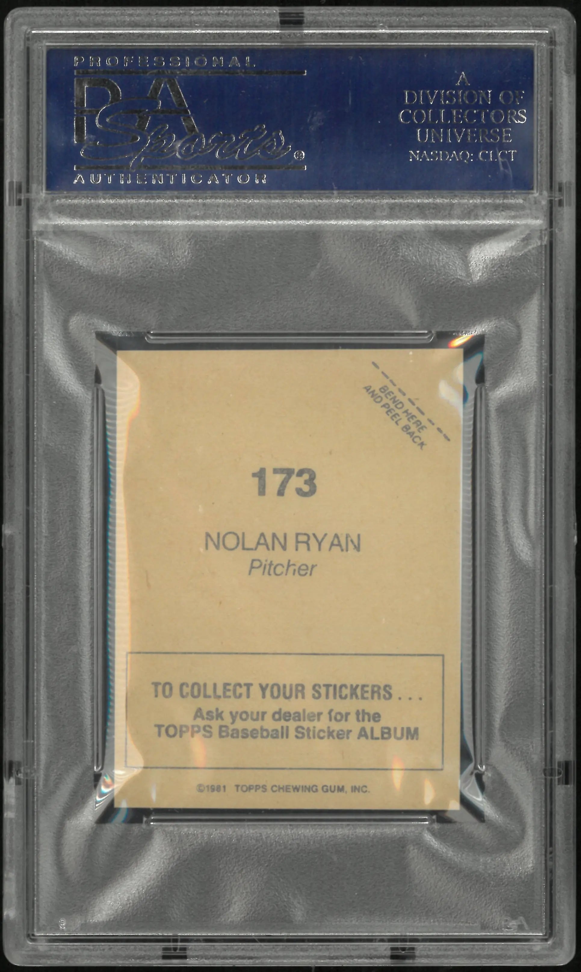 1981 Topps Baseball Stickers Nolan Ryan #173 PSA 9 