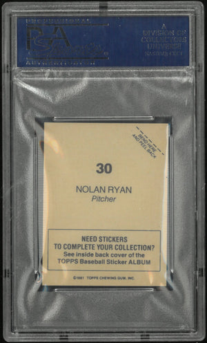1981 Topps Baseball Stickers Nolan Ryan #30 PSA 9 