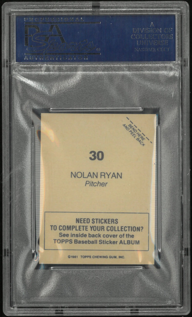 1981 Topps Baseball Stickers Nolan Ryan #30 PSA 9 