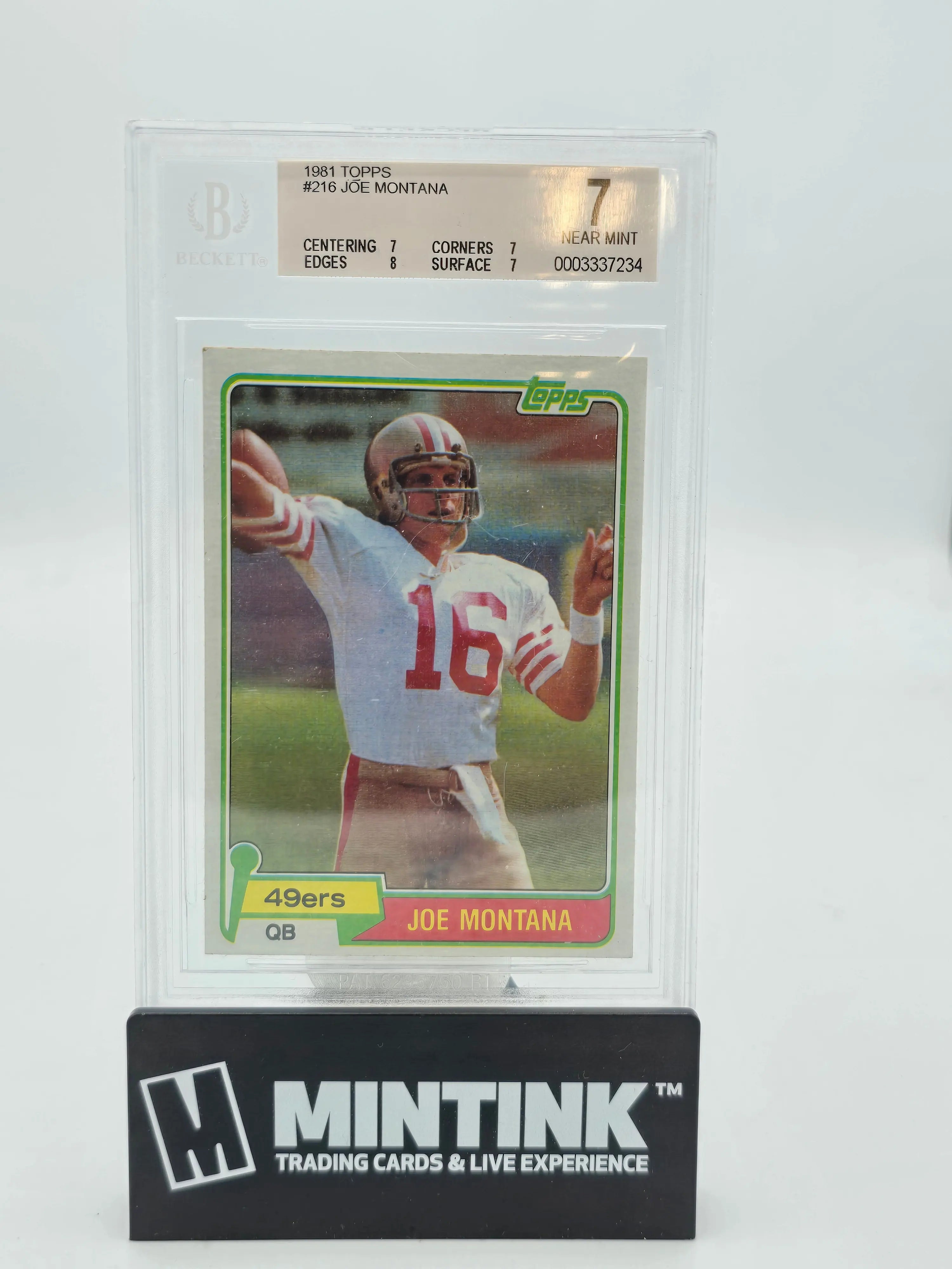 1981 Topps Football Joe Montana RC Rookie #216 BGS 7 