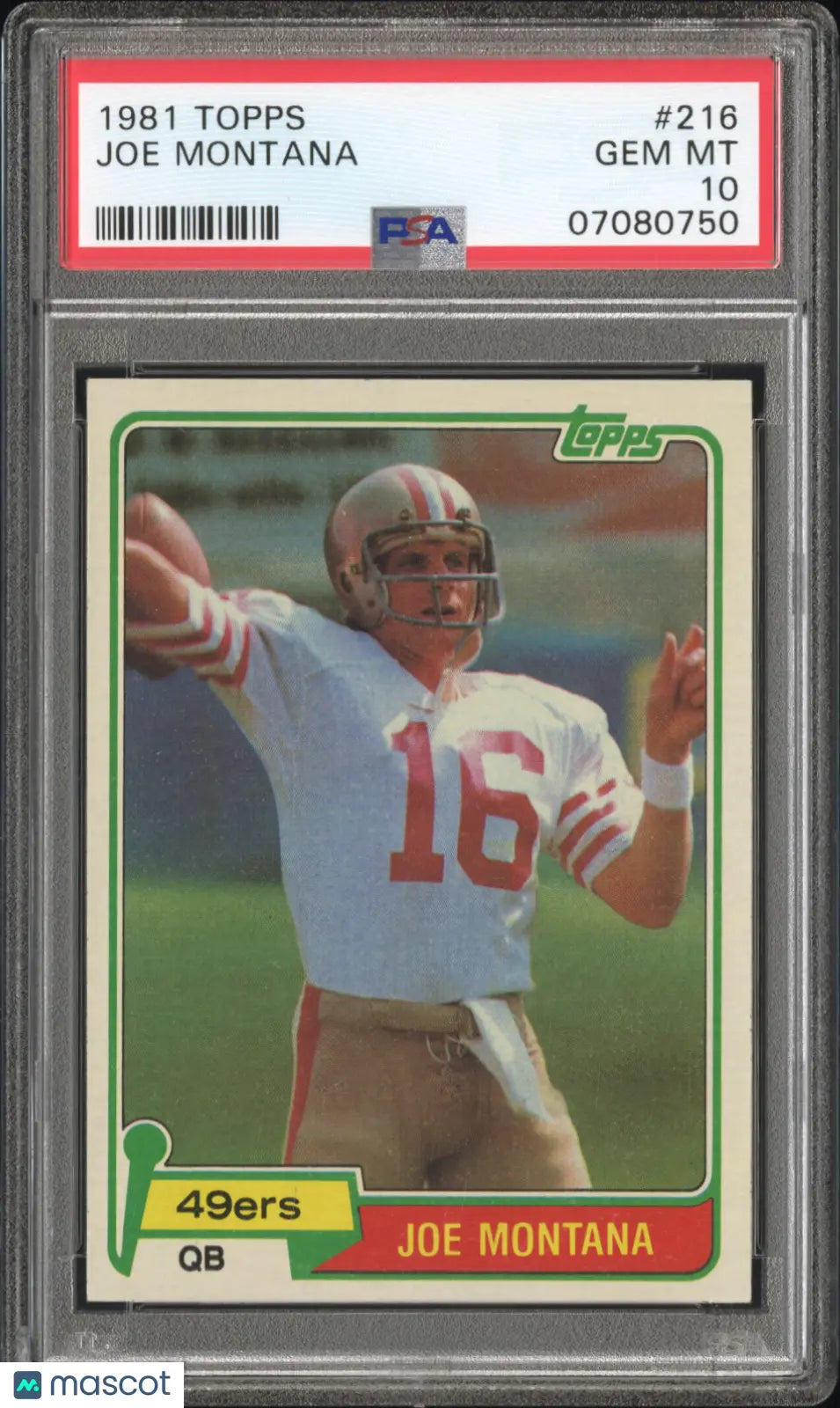 1981 Topps Football Joe Montana RC Rookie #216 PSA 10 