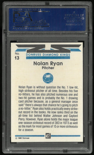 1982 Donruss Baseball Nolan Ryan #13 Diamond Kings PSA 9 