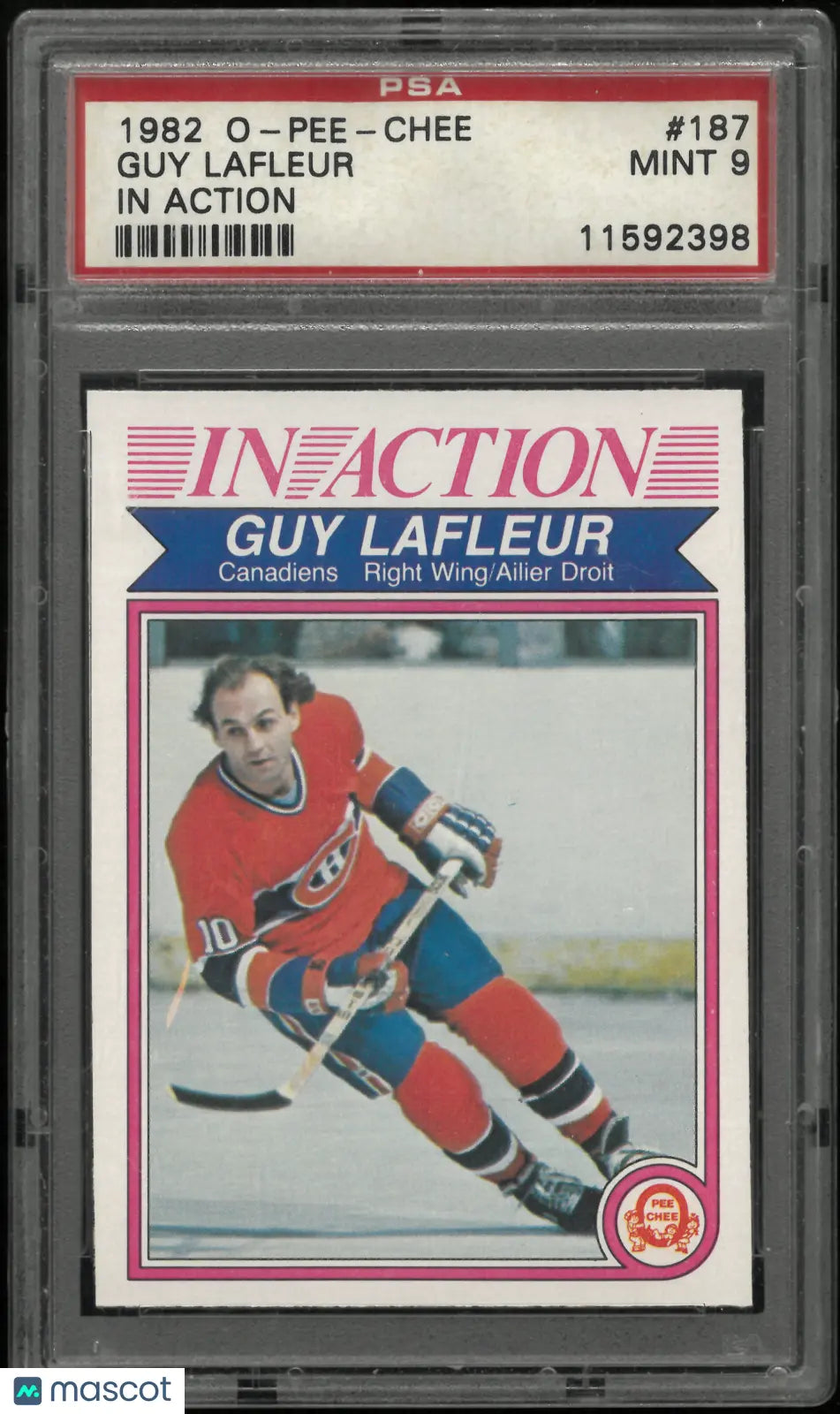 1982 O-Pee-Chee Guy Lafleur In Action PSA 9 