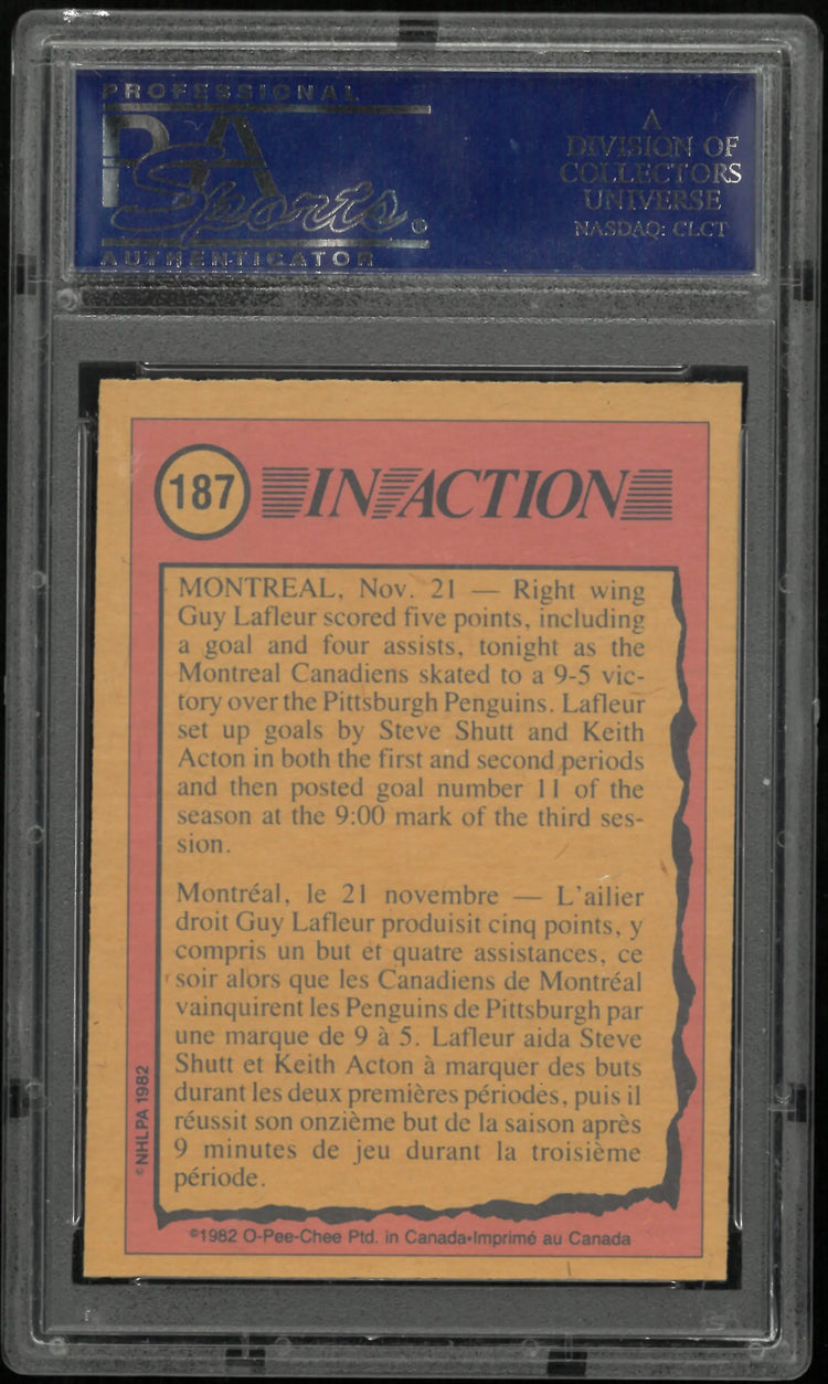 1982 O-Pee-Chee Guy Lafleur In Action PSA 9 