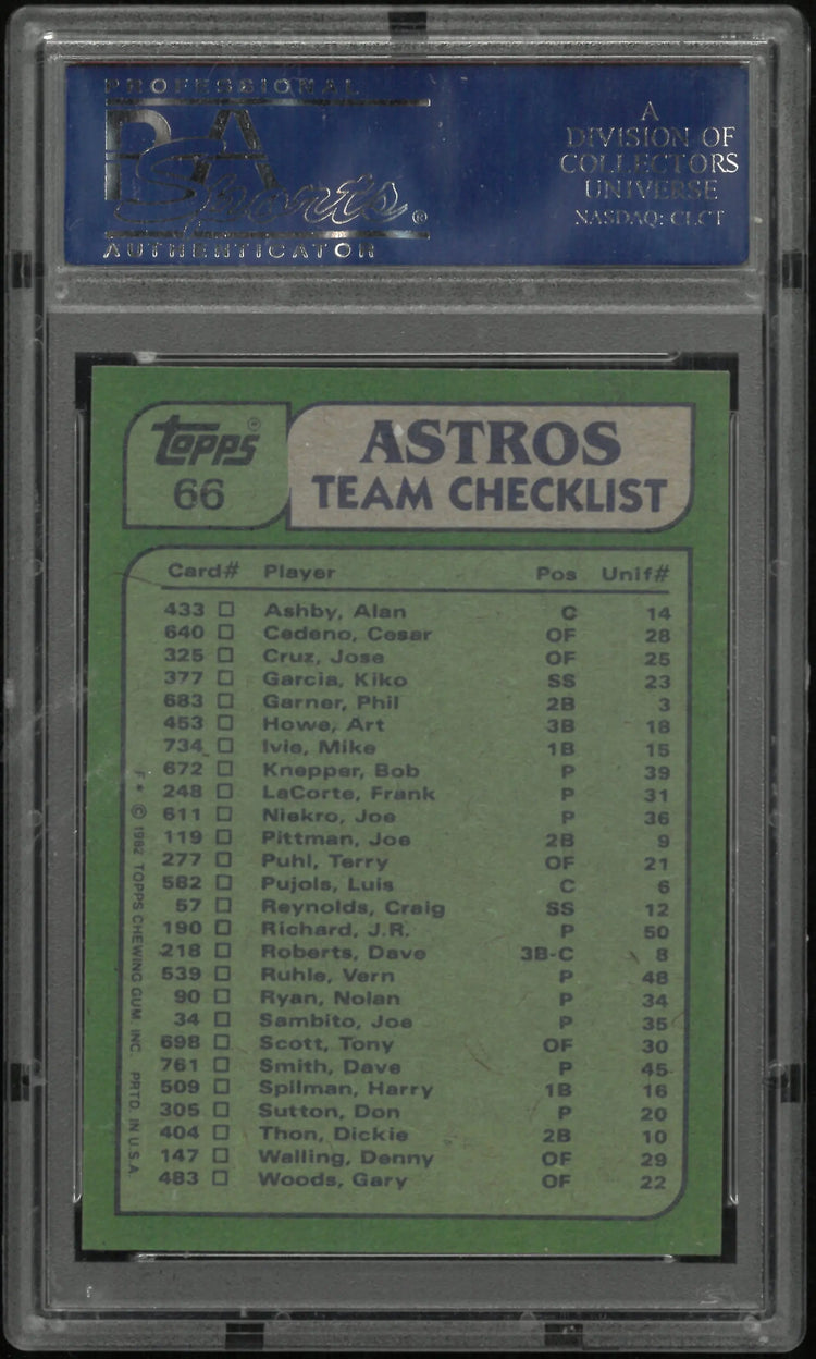 1982 Topps Astros Batting &  Pitching Leaders PSA 9 