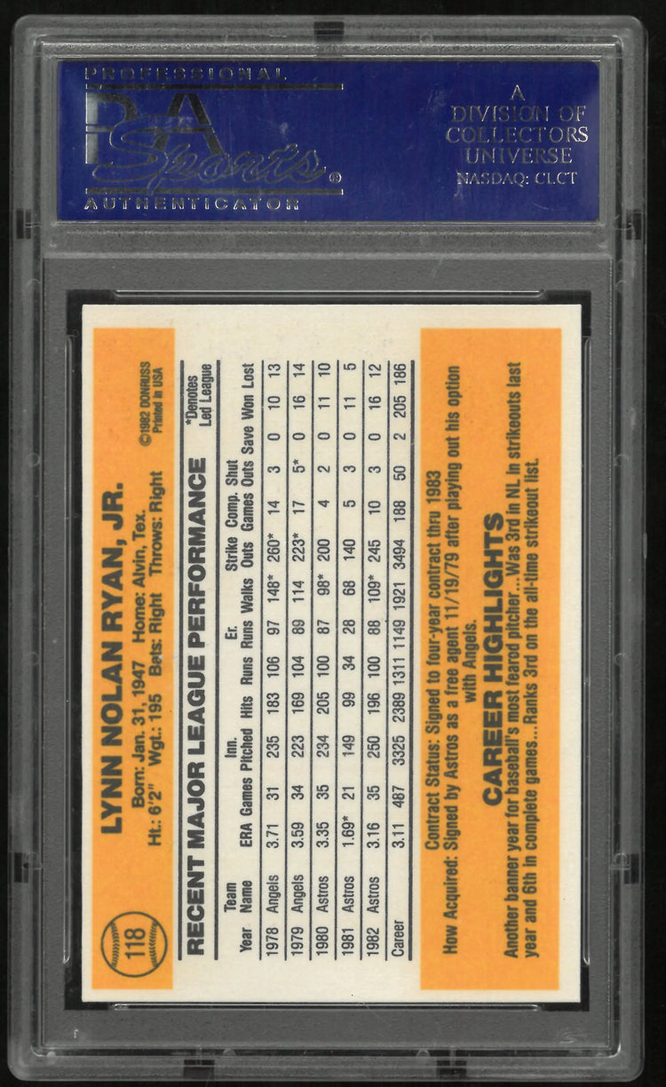 1983 Donruss Baseball Nolan Ryan #118 PSA 9 