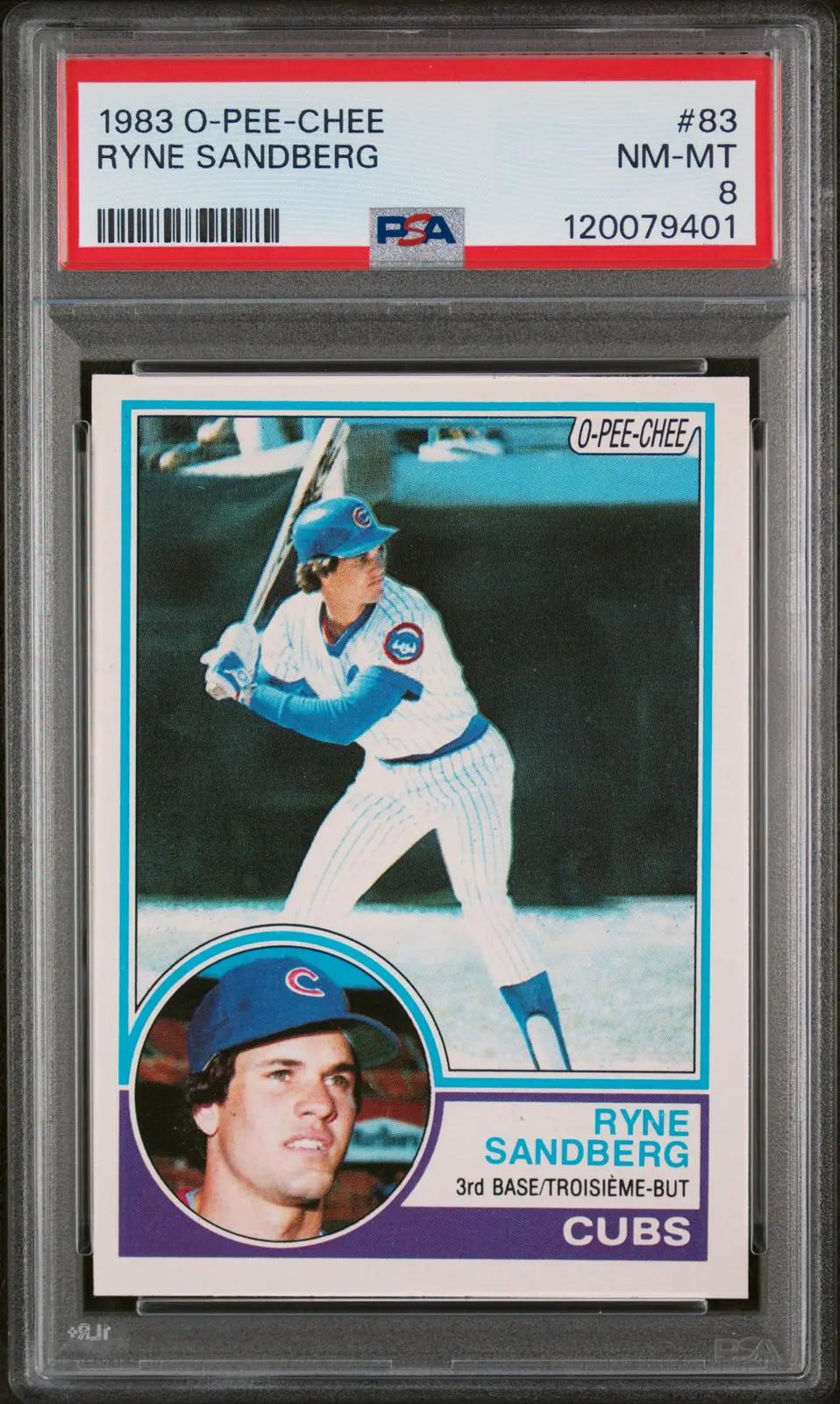 1983 O-Pee-Chee OPC Baseball Ryne Sandberg PSA 8 