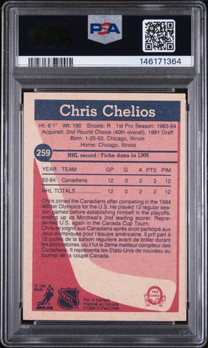 1984 O-Pee-Chee OPC Hockey Chris Chelios PSA 8 