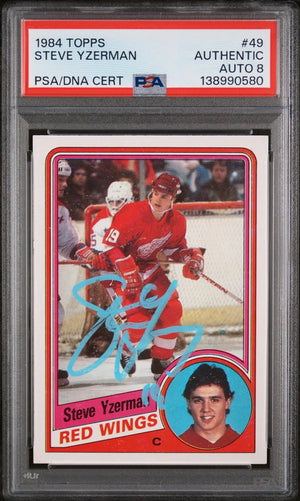 1984 Topps Autograph Steve Yzerman PSA Authentic Auto 8 
