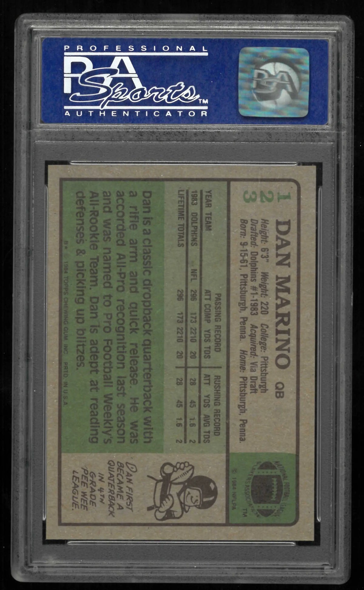 1984 Topps Football Dan Marino PSA 8 