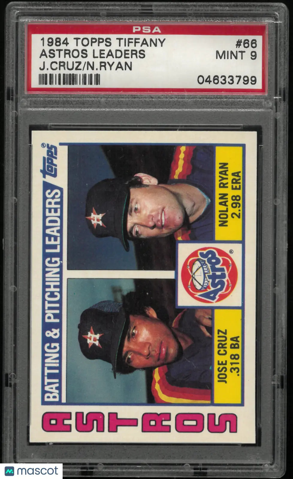1984 Topps Tiffany Astros Batting & Pitching Leaders PSA 9 