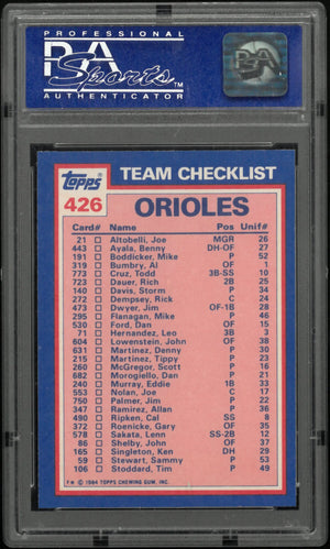 1984 Topps Tiffany Orioles Batting & Pitching Leaders PSA 9 