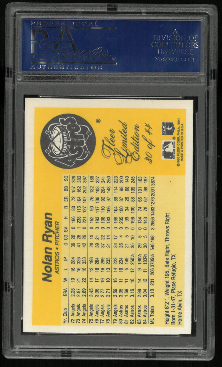 1985 Fleer Baseball Limited Edition Nolan Ryan  PSA 10 