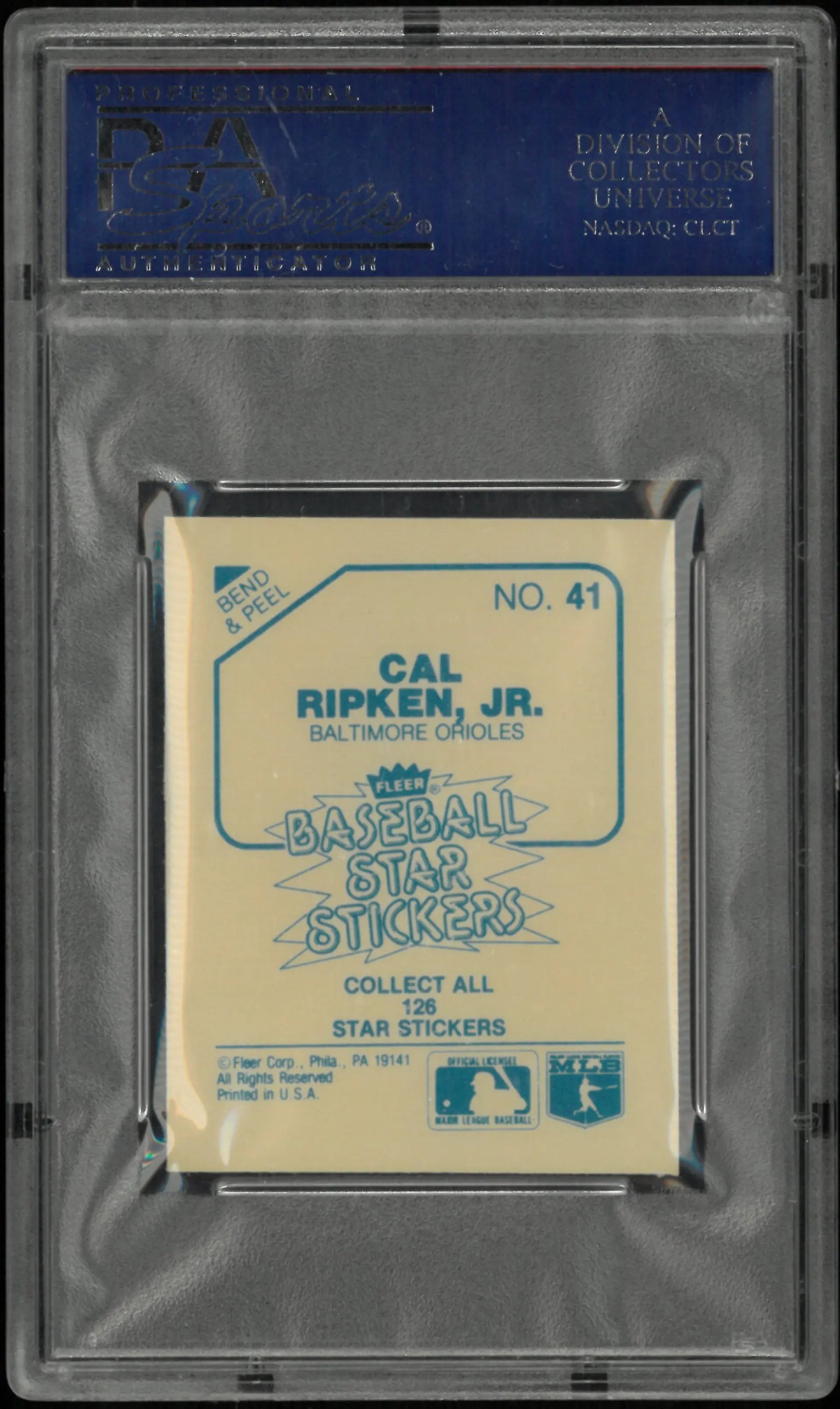 1985 Fleer Star Stickers Cal Ripken JR. PSA 10 