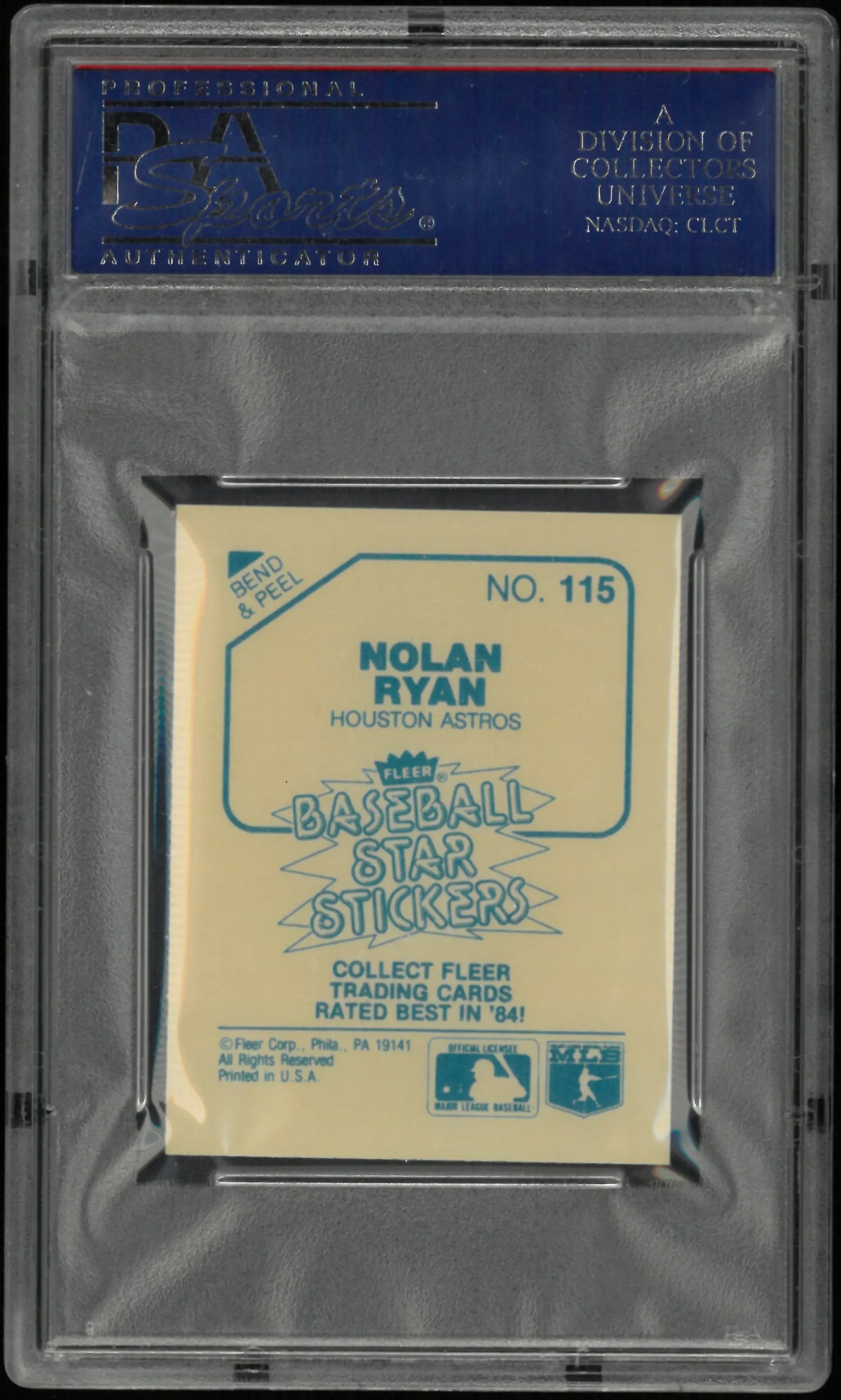 1985 Fleer Star Stickers Nolan Ryan PSA 10 