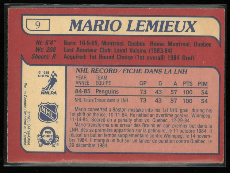 1985 O-Pee-Chee Hockey Mario Lemieux 