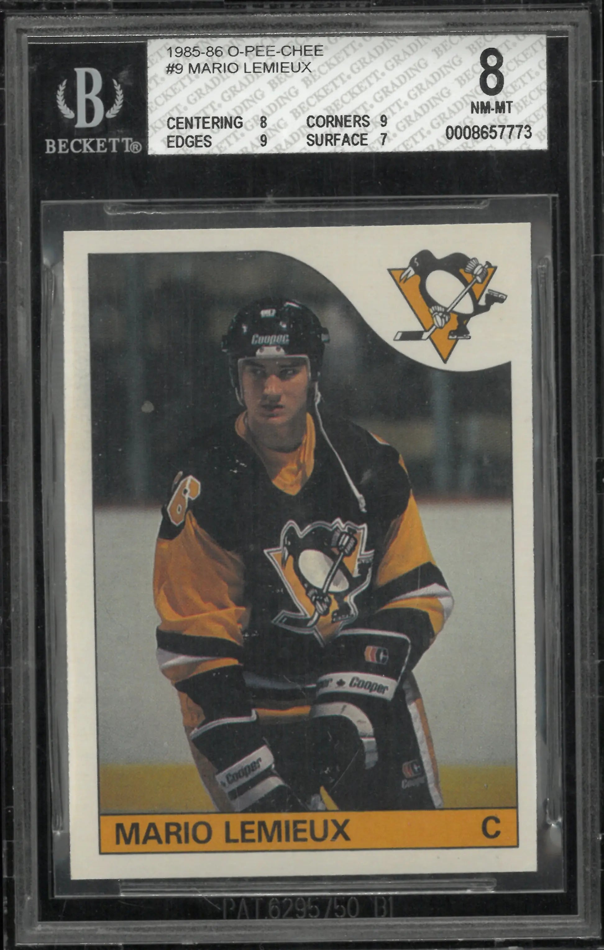 1985 O-Pee-Chee Rookie Mario Lemieux RC BGS 8 