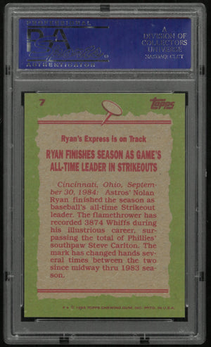 1985 Topps Baseball Nolan Ryan #7 PSA 9 