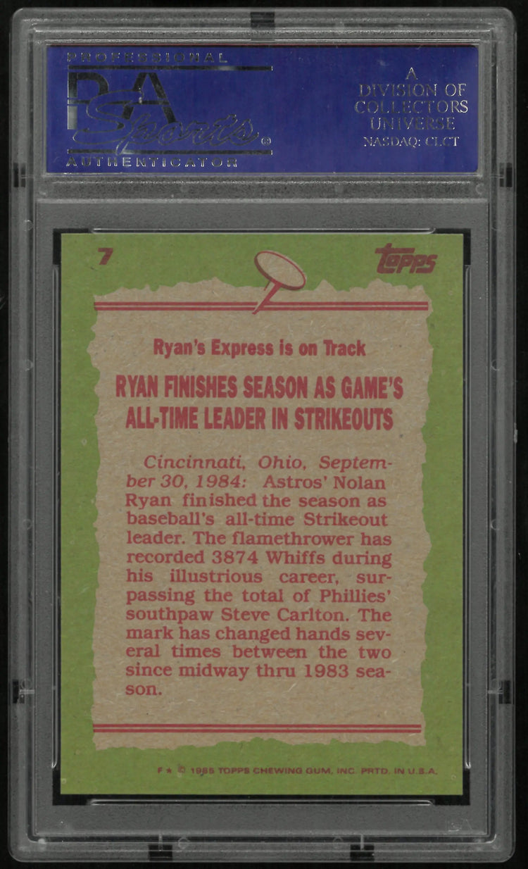 1985 Topps Baseball Nolan Ryan #7 PSA 9 
