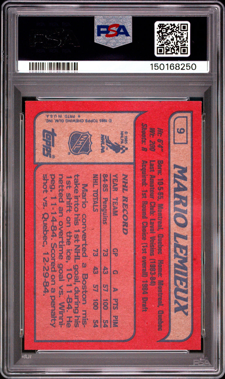 1985 Topps Hockey Mario Lemieux PSA 9 