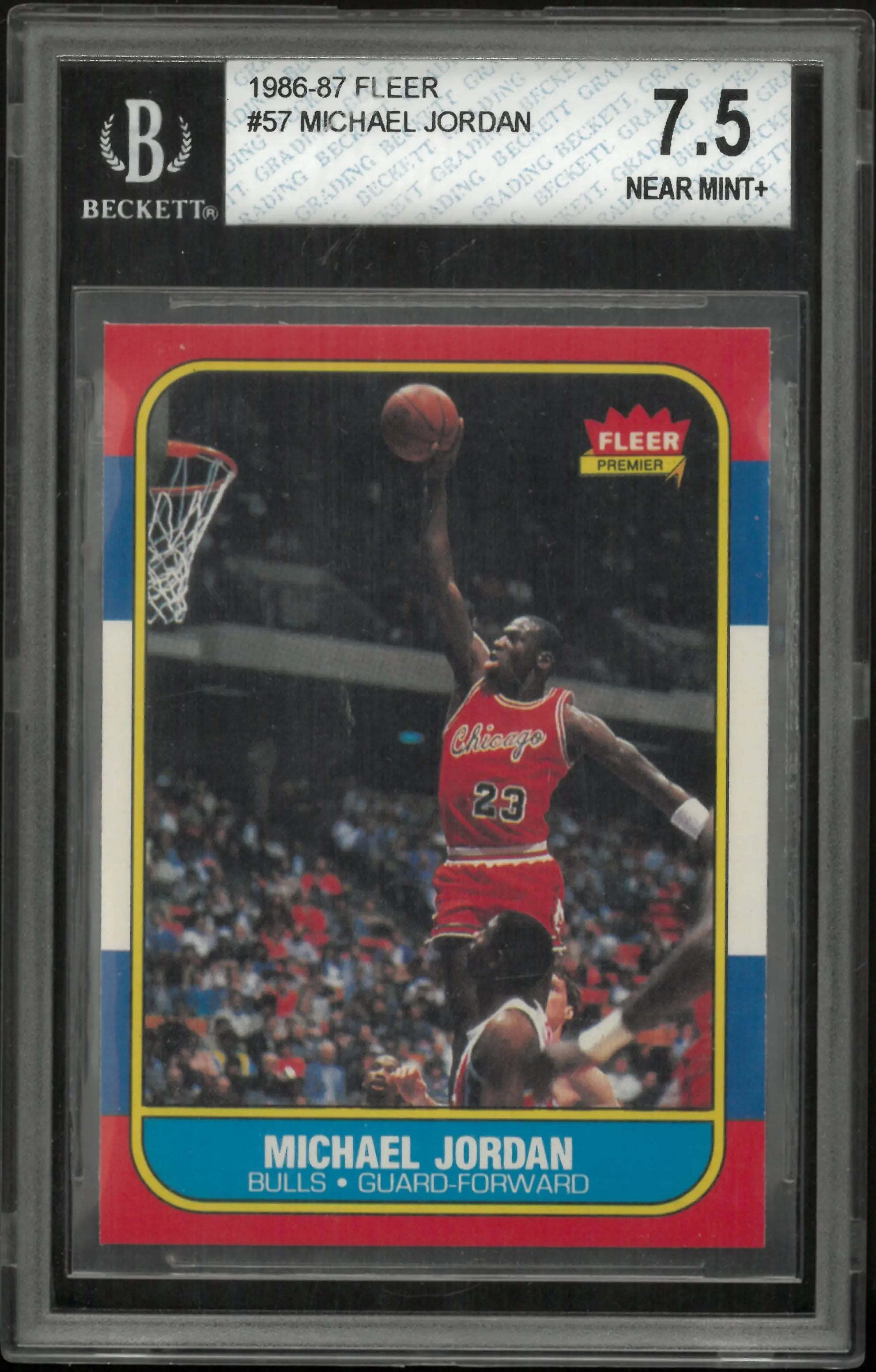 1986-87 Fleer Basketball Michael "GOAT" Jordan RC Rookie BGS 7.5 #57 
