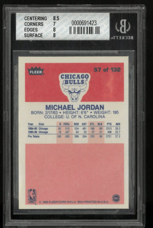 1986-87 Fleer Basketball Michael "GOAT" Jordan RC Rookie BGS 7.5 #57 