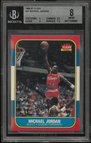 1986-87 Fleer Basketball Michael "GOAT" Jordan RC Rookie BGS 8 #57 