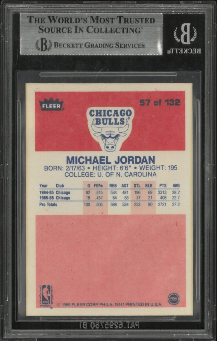 1986-87 Fleer Basketball Michael "GOAT" Jordan RC Rookie BGS 8 #57 