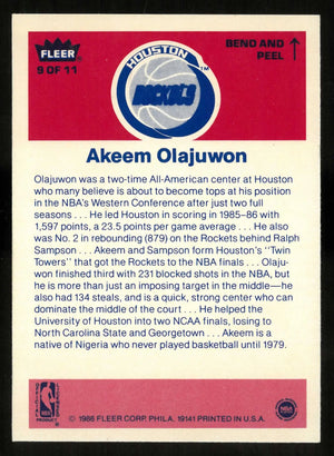 1986-87 Fleer Stickers Rookie Akeem Olajuwon RC 