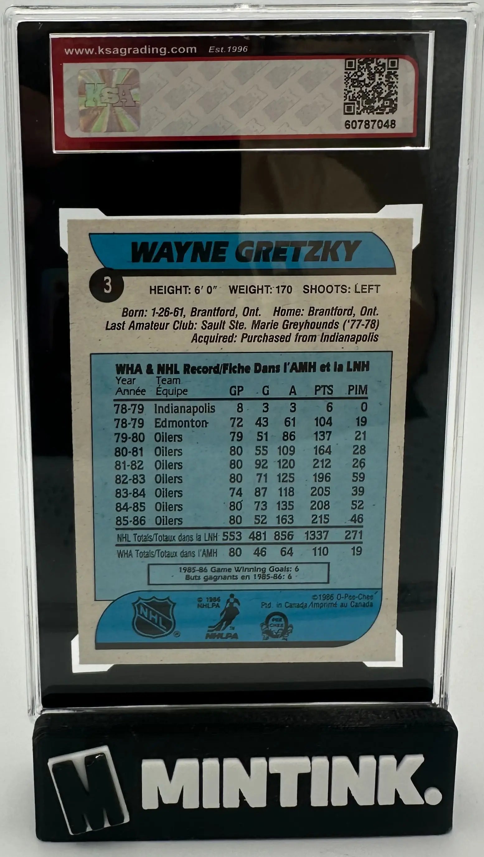 1986-87 O-Pee-Chee OPC Rookie Wayne Gretzky RC KSA 8 