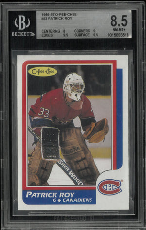 1986-87 O-Pee-Chee Rookie Patrick Roy RC BGS 8.5 