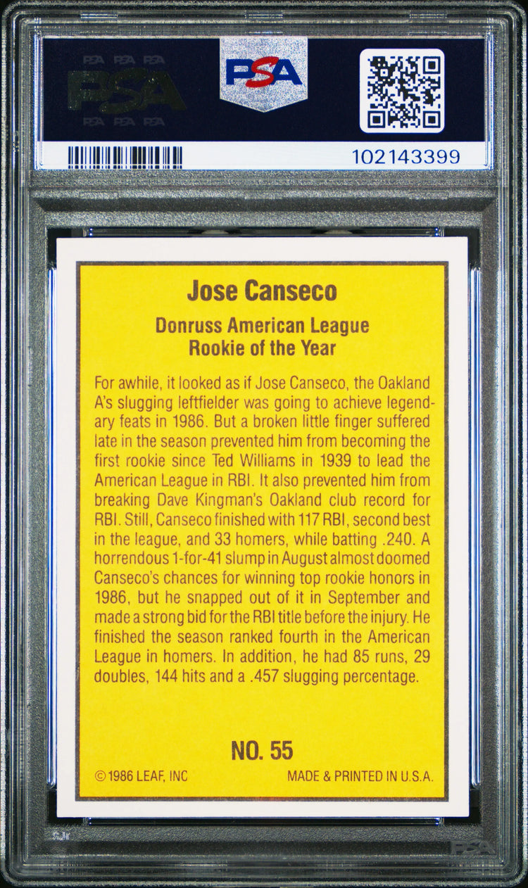 1986 Donruss Highlights Jose Canseco #55 PSA 10 