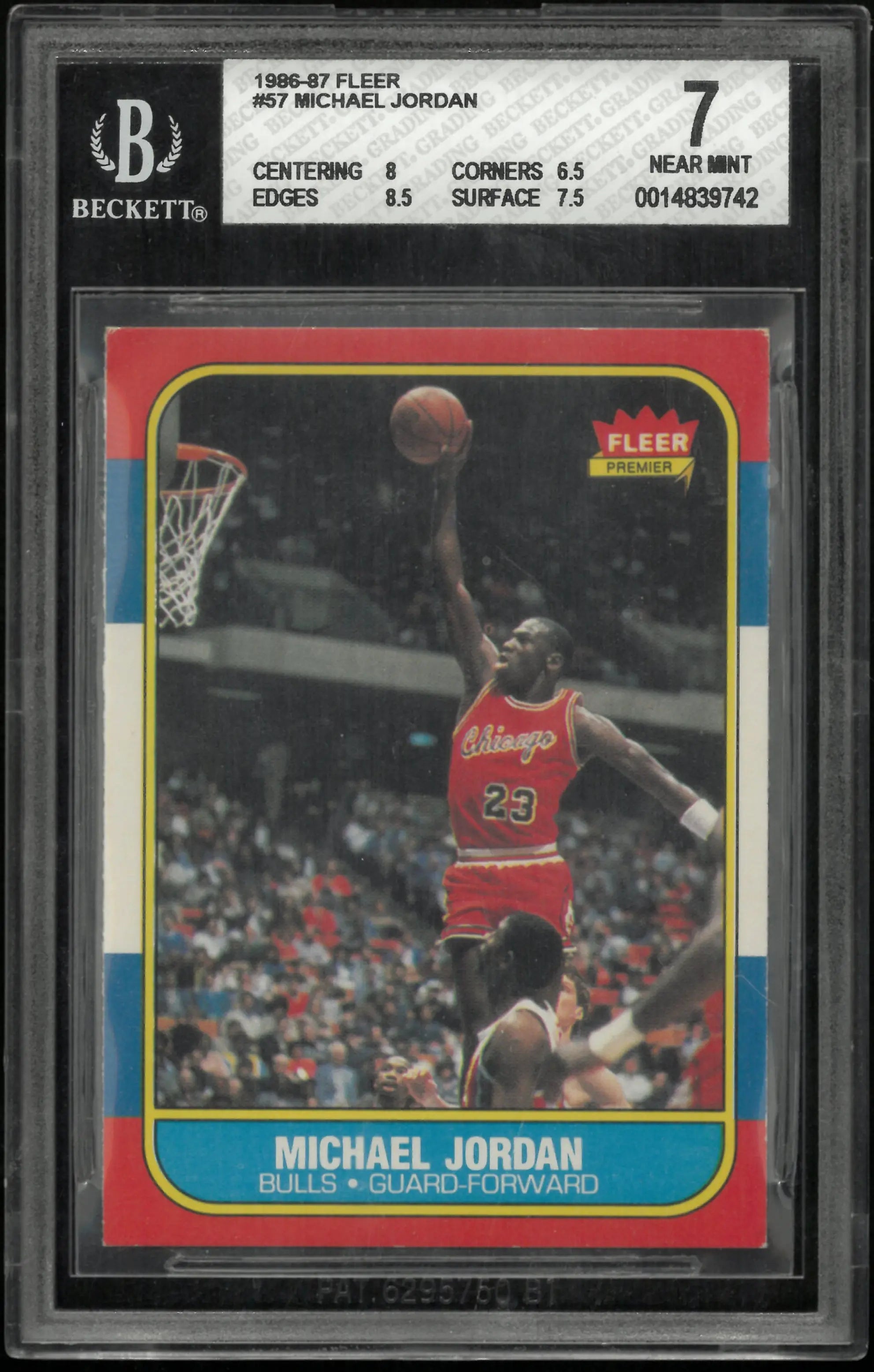 1986 Fleer Basketball Michael Jordan #57 RC Rookie BGS 7 