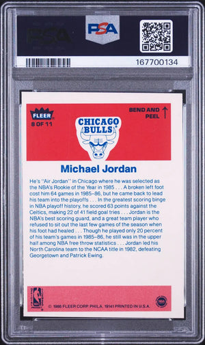 1986 Fleer Basketball Sticker Rookie Michael Jordan RC PSA 5 