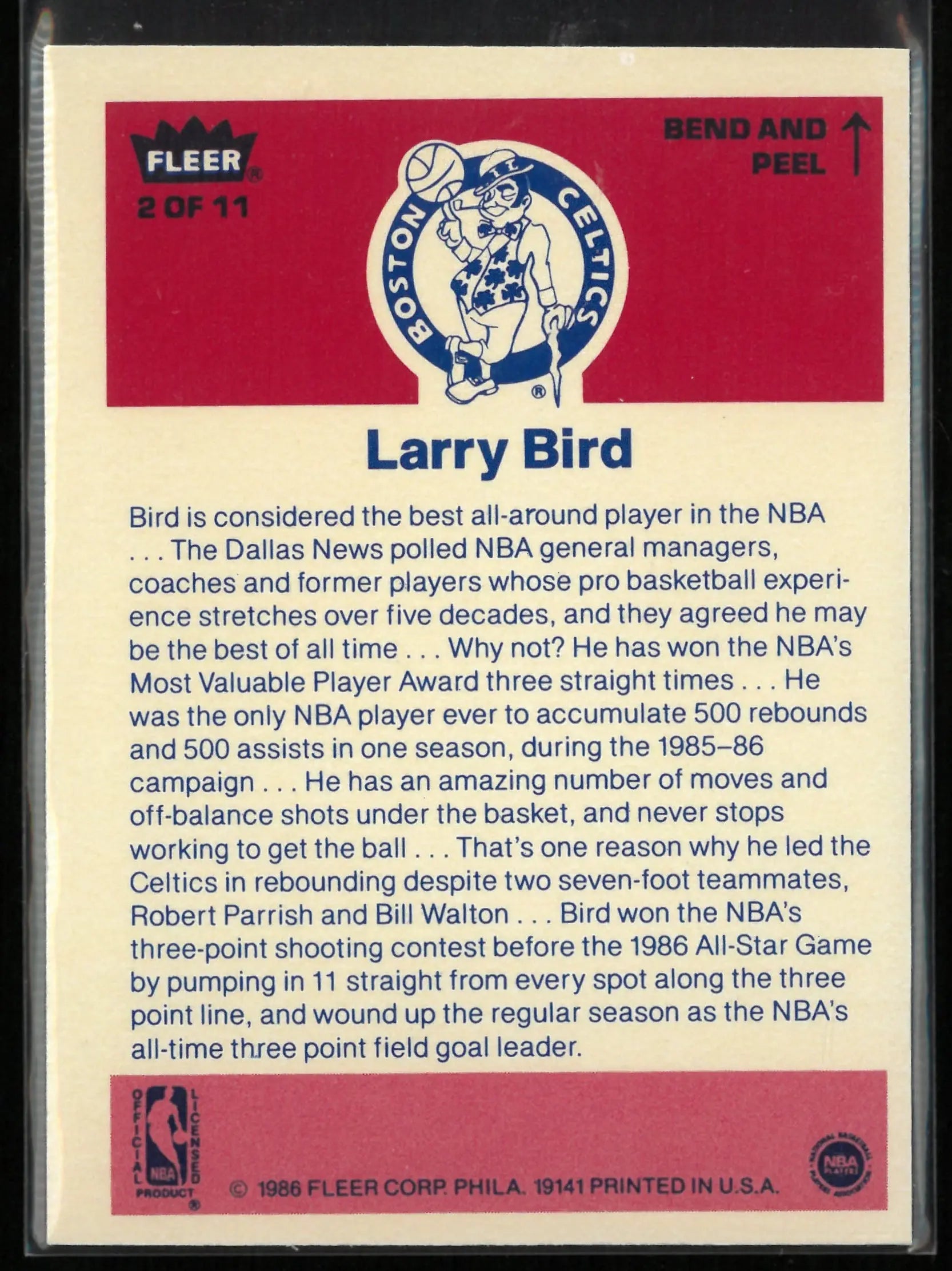 1986 Fleer Larry Bird 