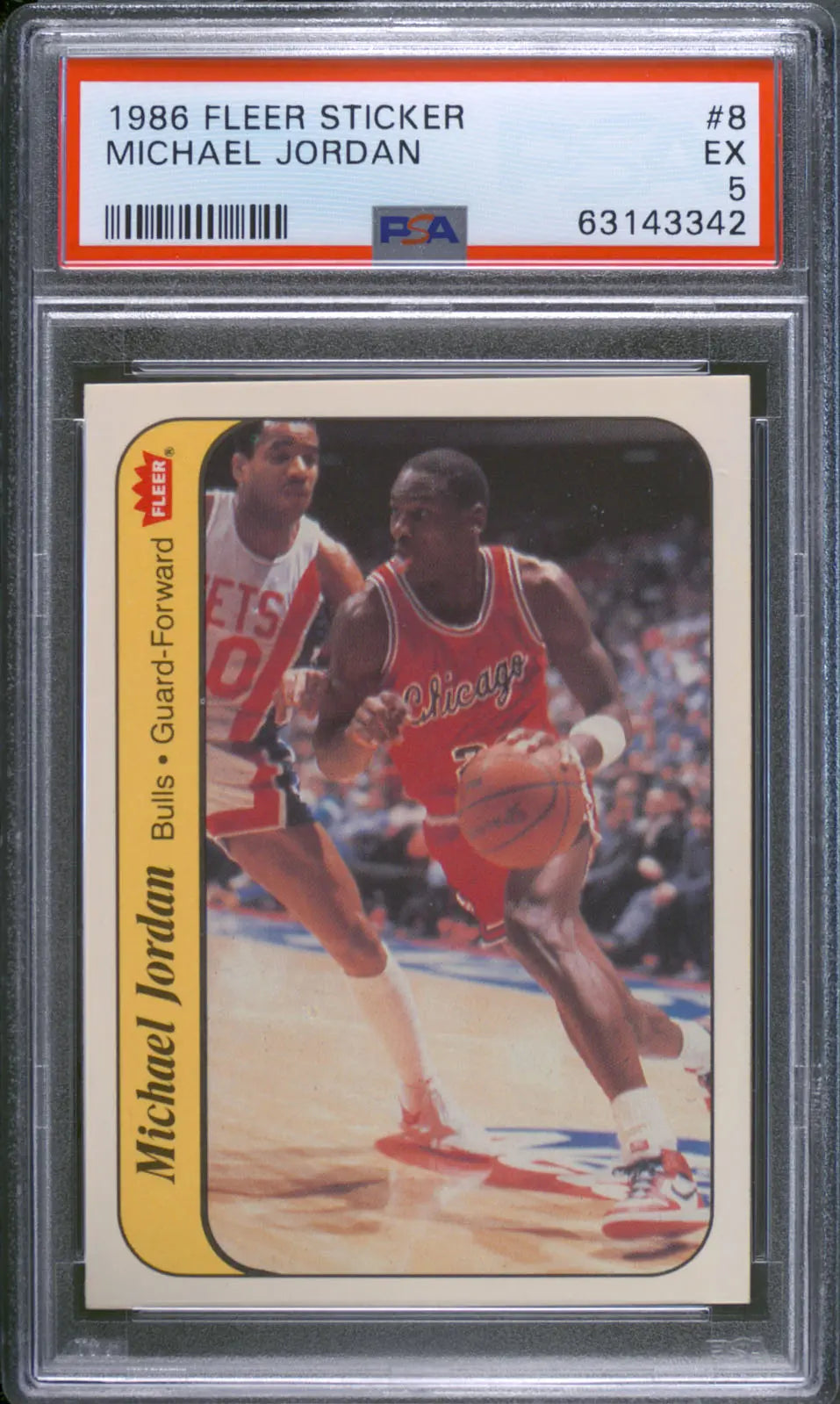 1986 Fleer Sticker Basketball Rookie Michael Jordan RC PSA 5 