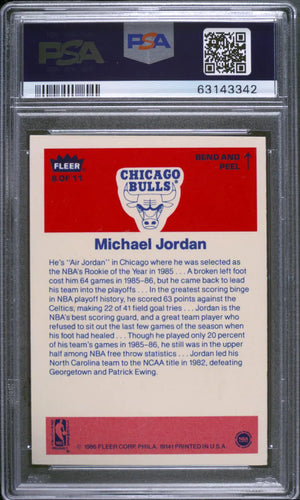 1986 Fleer Sticker Basketball Rookie Michael Jordan RC PSA 5 