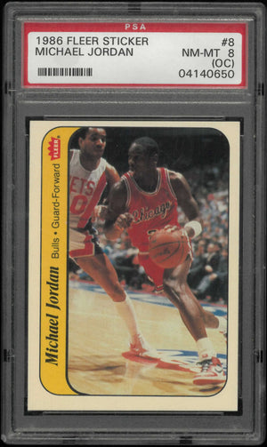 1986 Fleer Sticker Michael Jordan PSA 8 
