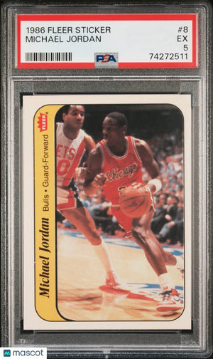 1986 Fleer Sticker Michael Jordan #8 PSA 5 
