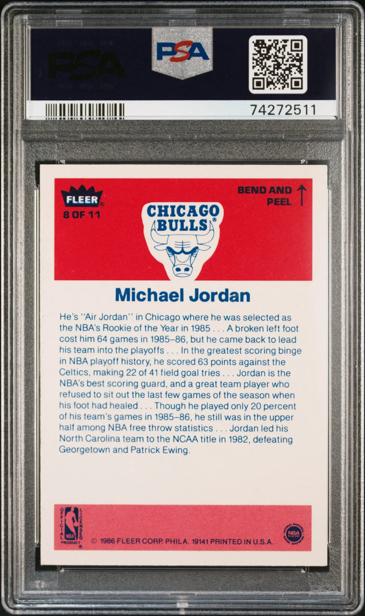 1986 Fleer Sticker Michael Jordan #8 PSA 5 
