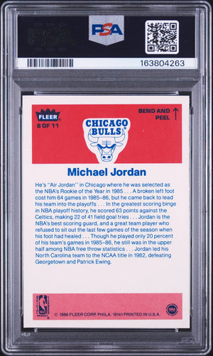 1986 Fleer Sticker Rookie Michael Jordan RC PSA 7 