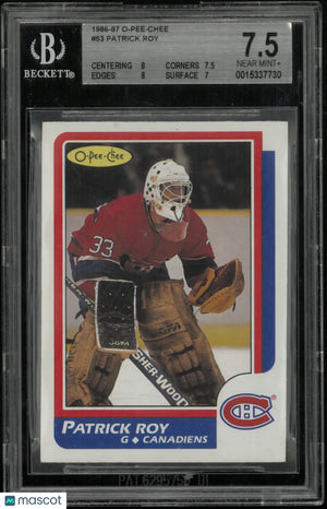 1986 O-Pee-Chee Hockey Patrick Roy RC Rookie BGS 7.5 