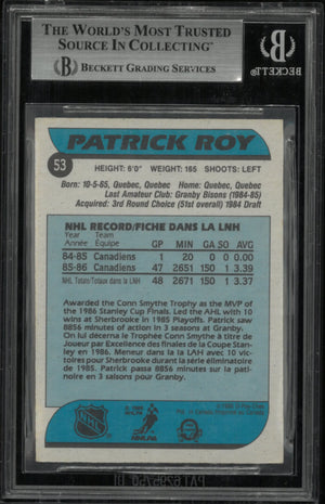 1986 O-Pee-Chee Hockey Patrick Roy RC Rookie BGS 7.5 