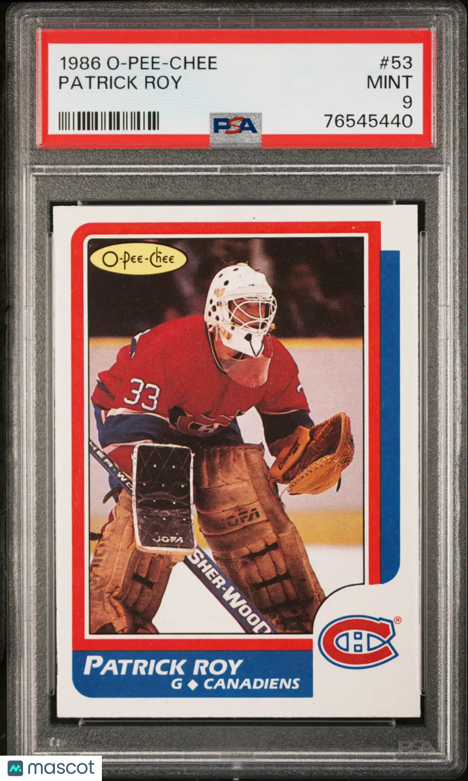 1986 O-Pee-Chee Hockey Patrick Roy RC Rookie #53 PSA 9 