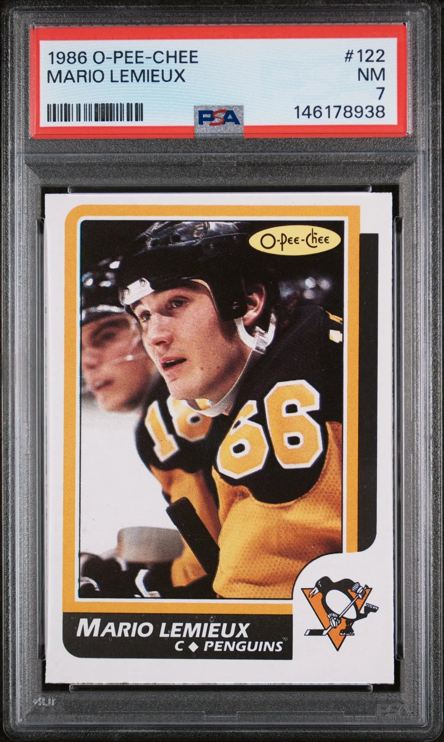 1986 O-Pee-Chee OPC Hockey Mario Lemieux PSA 7 