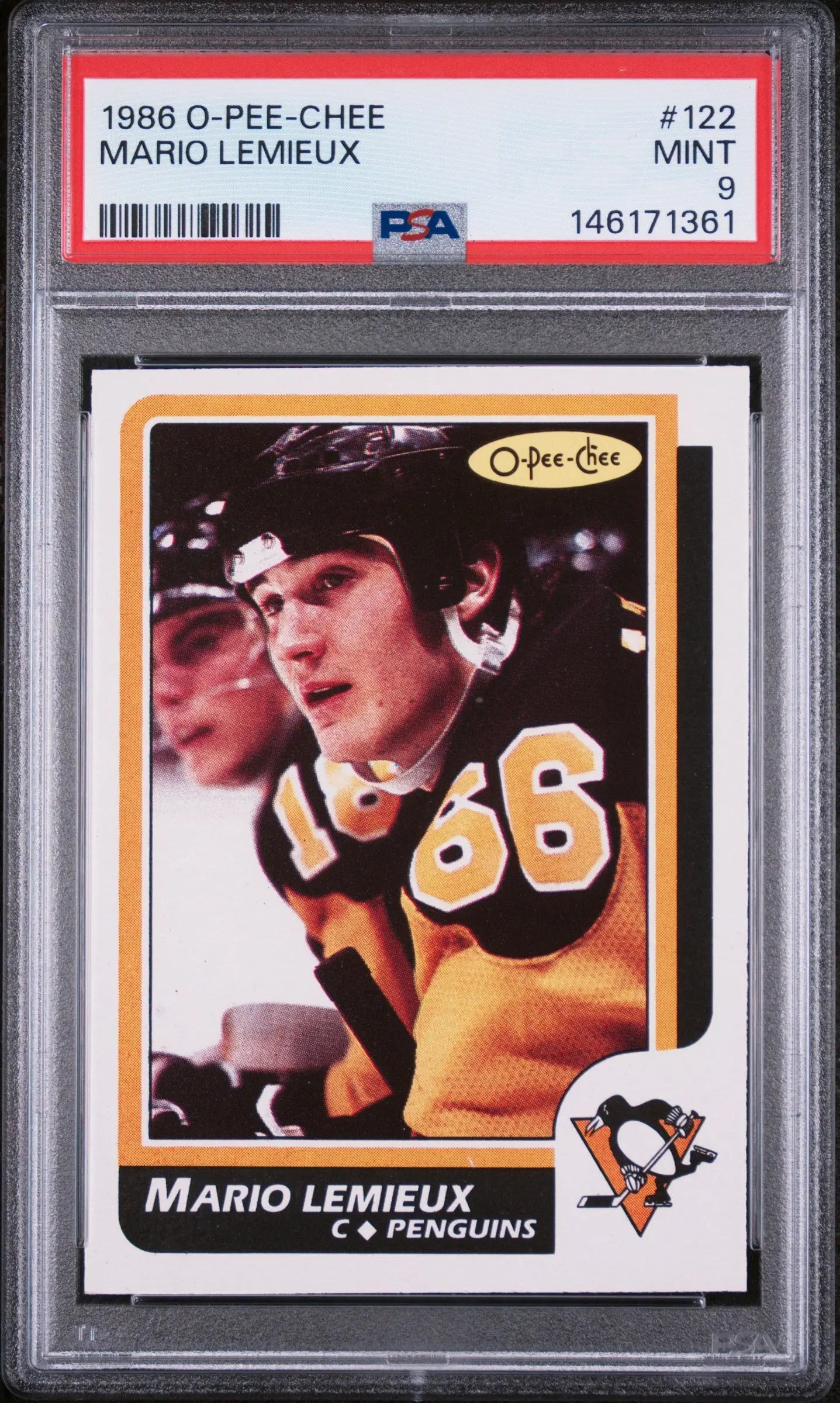 1986 O-Pee-Chee OPC Hockey Mario Lemieux RC PSA 9 